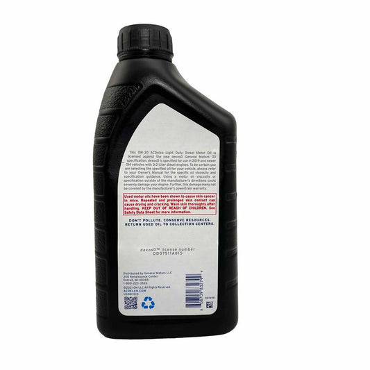 ACDelco Motor Oil Synthetic SAE 0W20 1Qt