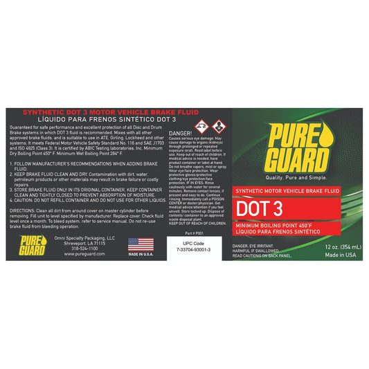 Pure Guard Brake Fluid DOT 3 32oz