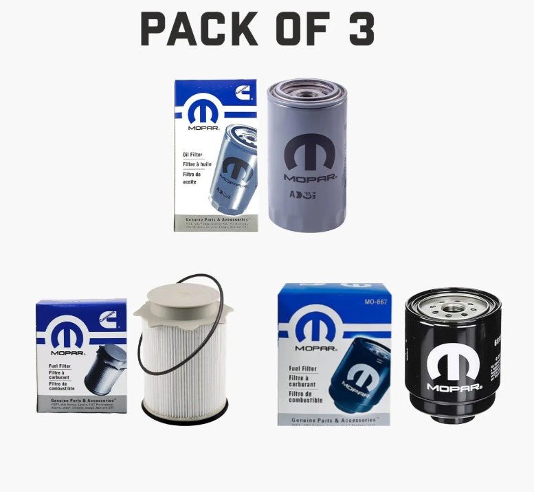 Kit Mopar Filter 68197867AB, 68157291AA, 5083285AA / OEM Set of 3 for 2013-2018 Ram 6.7L
