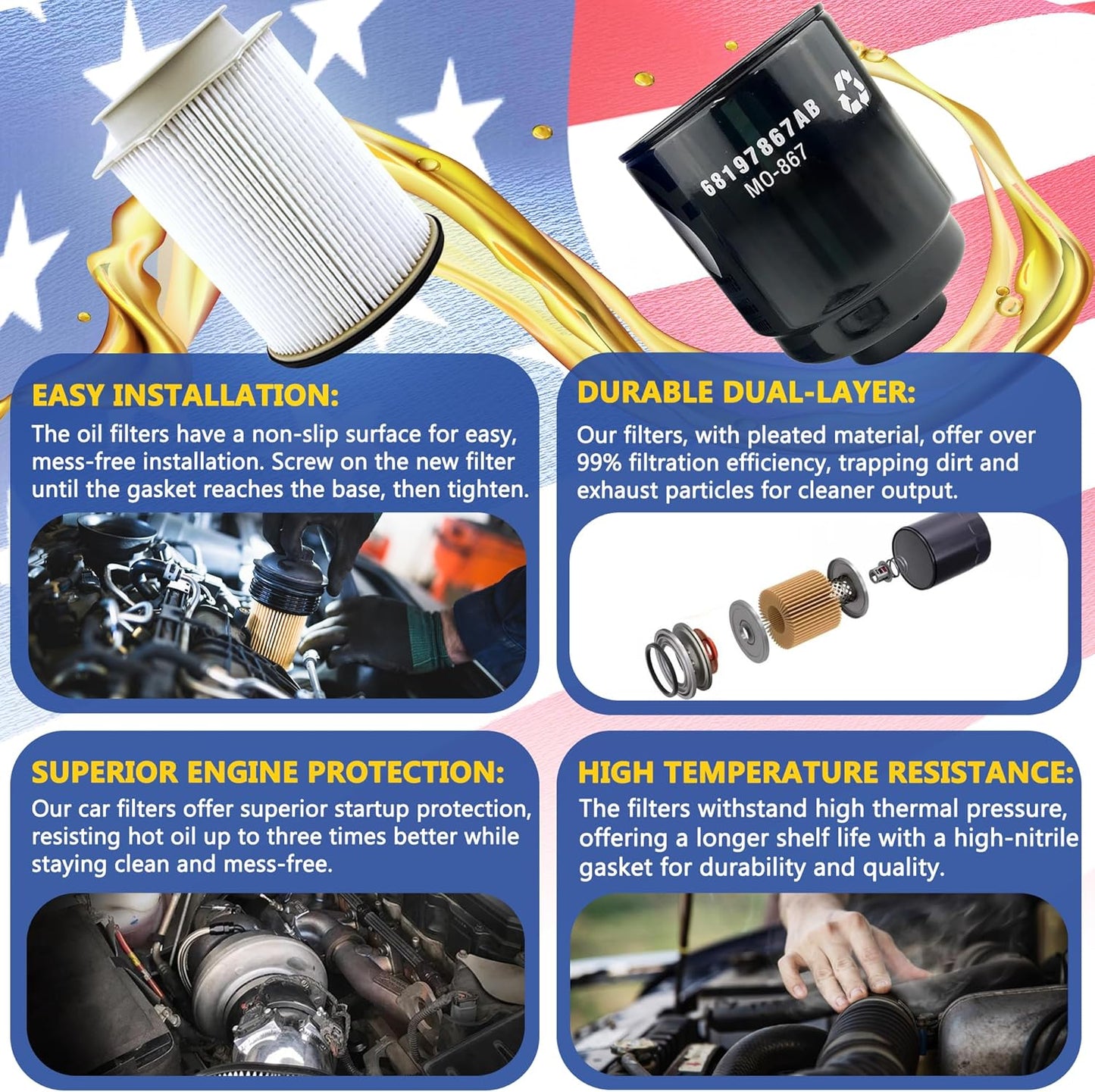 Kit Mopar Fuel Filter 68197867AB, 68157291AA / OEM Set 2 for 2013–2018 Ram 6.7L