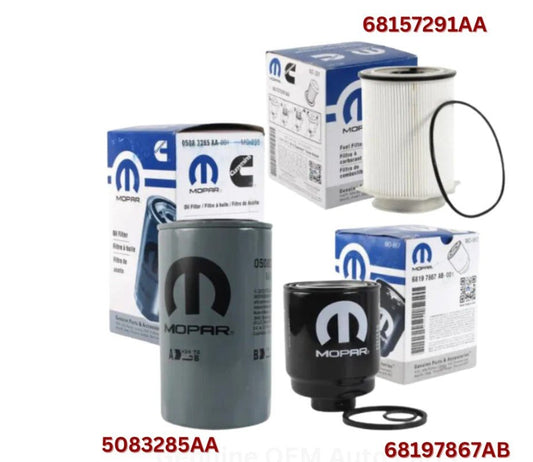 Mopar Oil & Fuel Filter Kit – OEM Set of 3 – 68197867AB, 68157291AA, 5083285AA – fits 2013-2018 Ram 6.7L