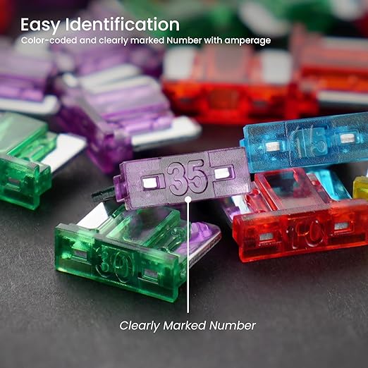 Kit de 132 fusibles de automóvil de perfil bajo, kit surtido de fusibles automotrices