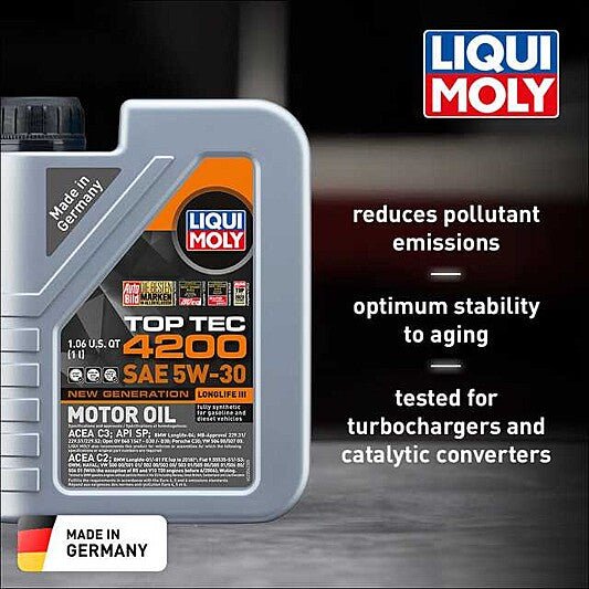 Liqui Moly Motor Oil Synthetic Gasoline and Diesel Top Tec 4200 SAE 5W-30 New Generation 1Lt/1.06Qt