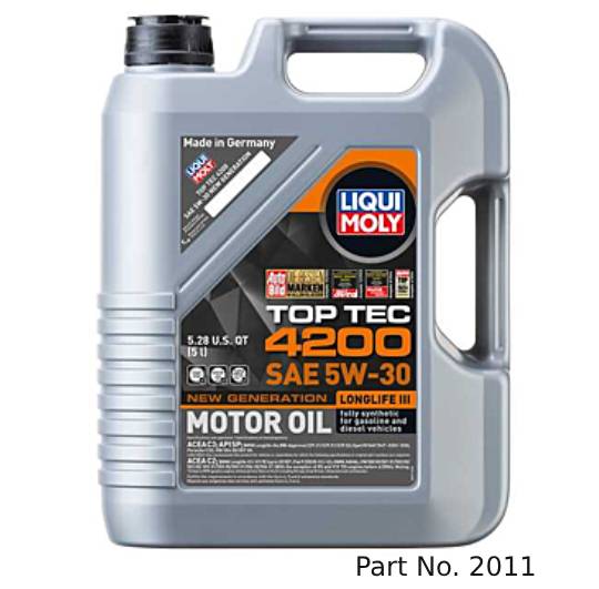Liqui Moly Motor Oil Synthetic Gasoline and Diesel Top Tec 4200 SAE 5W-30 New Generation 5Lt/5.28Qt