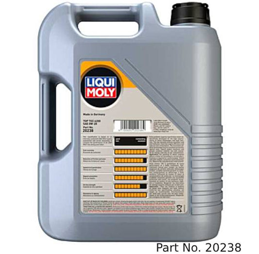 Liqui Moly Motor Oil Synthetic Gasoline and Diesel Top Tec 6200 SAE 0W-20 5Lt/5.28Qt