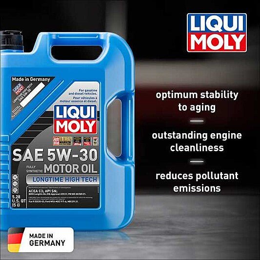 Liqui Moly Motor Oil Synthetic Gasoline and Diesel Longtime High Tech SAE 5W-30 5Lt/5.28Qt
