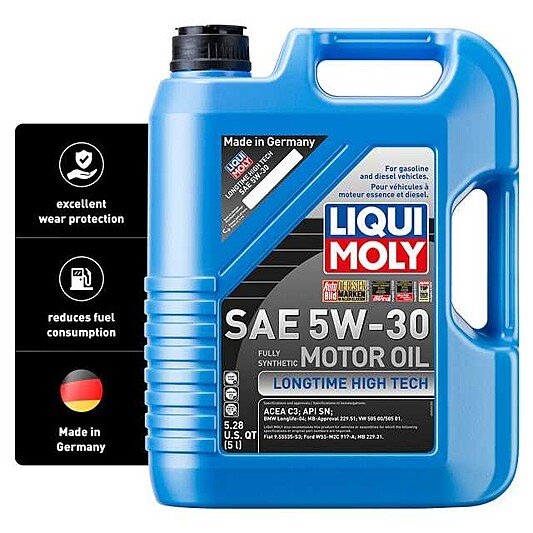 Liqui Moly Motor Oil Synthetic Gasoline and Diesel Longtime High Tech SAE 5W-30 5Lt/5.28Qt