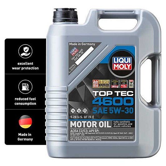 Liqui Moly Motor Oil Synthetic Gasoline and Diesel Top Tec 4600 SAE 5W-30 5Lt/5.28Qt