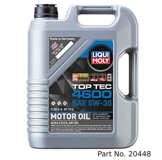 Liqui Moly Motor Oil Synthetic Gasoline and Diesel Top Tec 4600 SAE 5W-30 5Lt/5.28Qt