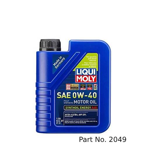 Liqui Moly Motor Oil Synthoil Gasoline Energy A40 SAE 0W-40 1Lt/1.06Qt