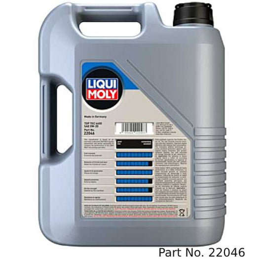 Liqui Moly Motor Oil Synthetic Gasoline and Diesel Top Tec 6600 SAE 0W-20 5Lt/5.28Qt