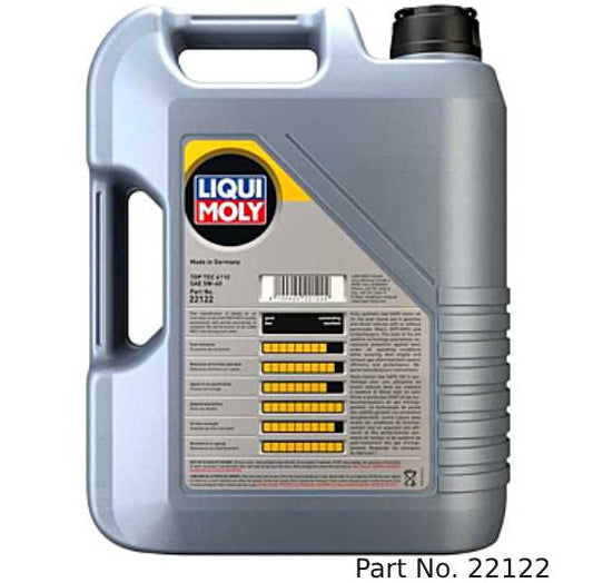 Liqui Moly Motor Oil Synthetic Gasoline and Diesel Top Tec 4110 SAE 5W-40 5Lt/5.28Qt