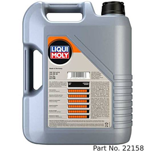 Liqui Moly Motor Oil Synthetic Gasoline and Diesel Top Tec 4210 SAE 0W-30 5Lt/5.28Qt
