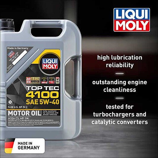 Liqui Moly Motor Oil Synthetic Gasoline and Diesel Top Tec 4100 SAE 5W-40 5Lt/5.28Qt