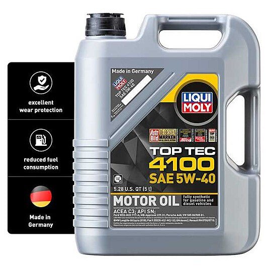 Liqui Moly Motor Oil Synthetic Gasoline and Diesel Top Tec 4100 SAE 5W-40 5Lt/5.28Qt