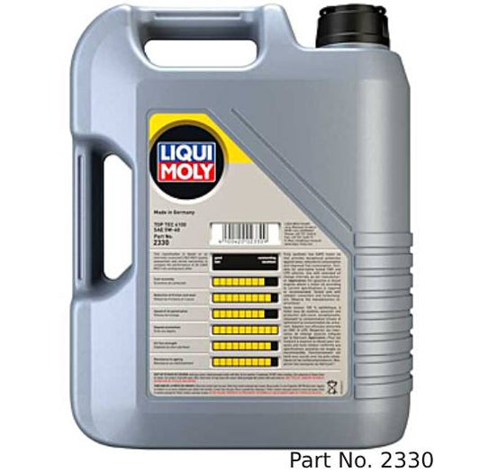 Liqui Moly Motor Oil Synthetic Gasoline and Diesel Top Tec 4100 SAE 5W-40 5Lt/5.28Qt