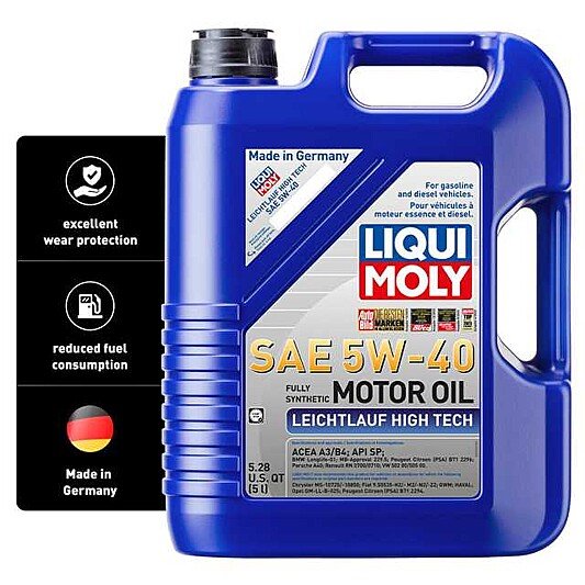 Liqui Moly Motor Oil Synthetic Gasoline and Diesel Leichtlauf High Tech SAE 5W-40 5Lt/5.28Qt