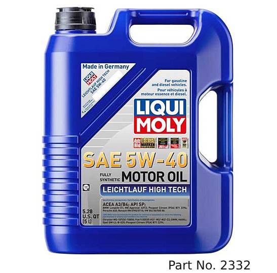Liqui Moly Motor Oil Synthetic Gasoline and Diesel Leichtlauf High Tech SAE 5W-40 5Lt/5.28Qt