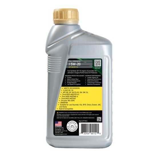 Pure Guard Motor Oil Synthetic SAE 5W-20 1Qt