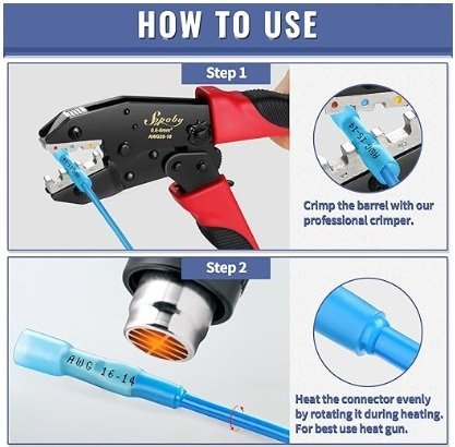 Heat shrink Butt Connector Blue 100 pcs (AWG 16–14)