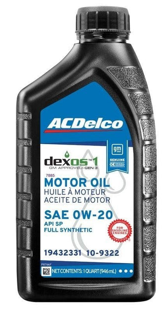 compare product ACDelco Full Synthetic SAE 0W-20 dexos1 Gen 3 Motor Oil – 1 qt