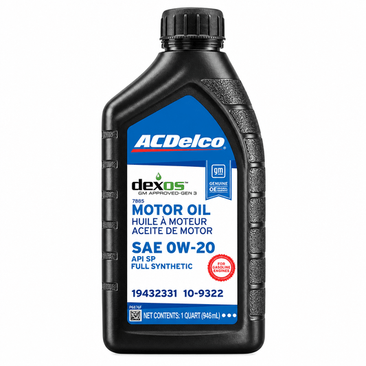 Motor Oil ACDelco Full Synthetic SAE 0W-20 dexos1 Gen 3  – 1 qt