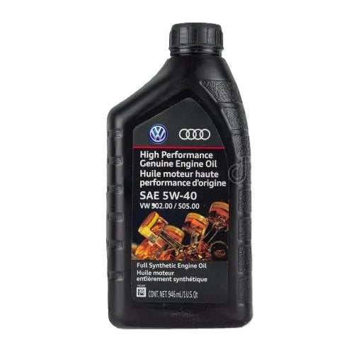 Genuine Volkswagen/Audi High Performance Engine Oil SAE 5W-40 – VW 502.00/505.00 – 1 Qt