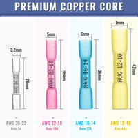 Heat shrink Butt Connector White 100 pcs (AWG 26–22)