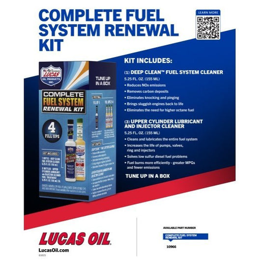 Lucas 10966 Complete Fuel System Renewal Kit – 4 Pack Fuel Treatment