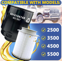Kit Mopar Fuel Filter 68197867AB, 68157291AA / OEM Set 2 for 2013–2018 Ram 6.7L