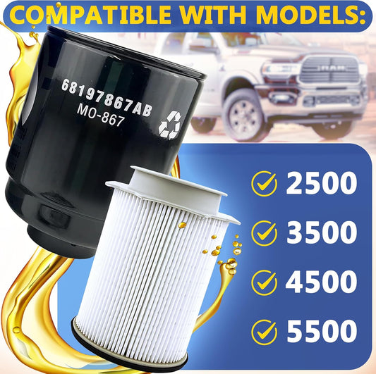 Kit Mopar Fuel Filter 68197867AB, 68157291AA / OEM Set 2 for 2013–2018 Ram 6.7L
