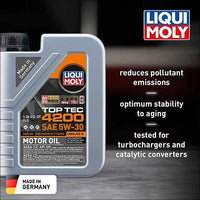 Liqui Moly Motor Oil Synthetic Gasoline and Diesel Top Tec 4200 SAE 5W-30 New Generation 1Lt/1.06Qt