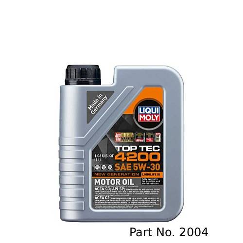 Liqui Moly Motor Oil Synthetic Gasoline and Diesel Top Tec 4200 SAE 5W-30 New Generation 1Lt/1.06Qt