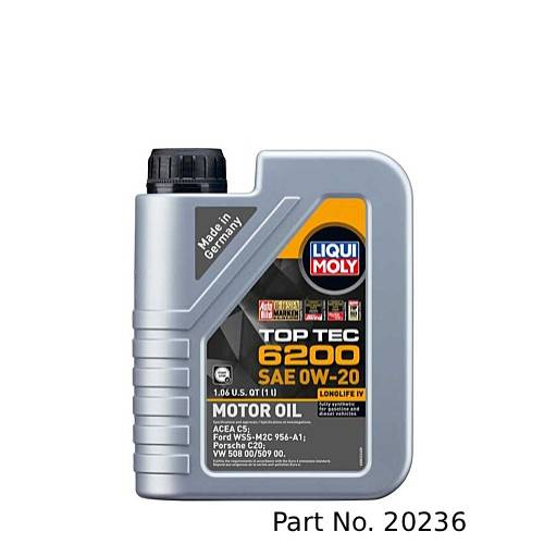 Liqui Moly Motor Oil Synthetic Gasoline and Diesel Top Tec 6200 SAE 0W-20 1Lt/1.06Qt
