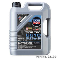 Liqui Moly Motor Oil Synthetic Gasoline and Diesel Top Tec 6610 SAE 0W-20 5Lt/5.28Qt