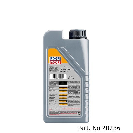 Liqui Moly Motor Oil Synthetic Gasoline and Diesel Top Tec 6200 SAE 0W-20 1Lt/1.06Qt