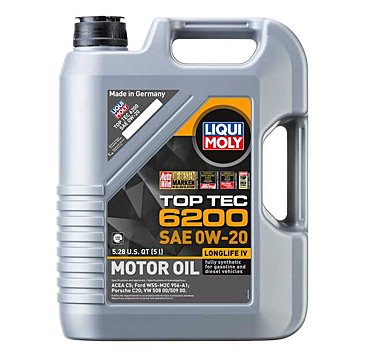 Liqui Moly Motor Oil Synthetic Gasoline and Diesel Top Tec 6200 SAE 0W-20 5Lt/5.28Qt