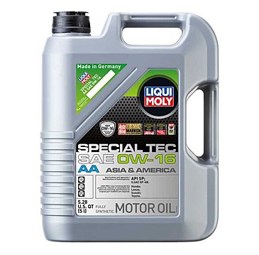 Liqui Moly Motor Oil Synthetic Gasoline Special Tec AA SAE 0W-16 5Lt/5.28Qt