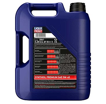 Liqui Moly Motor Oil Synthetic Gasoline and Diesel Synthoil Premium SAE 5W-40 5Lt/5.28Qt