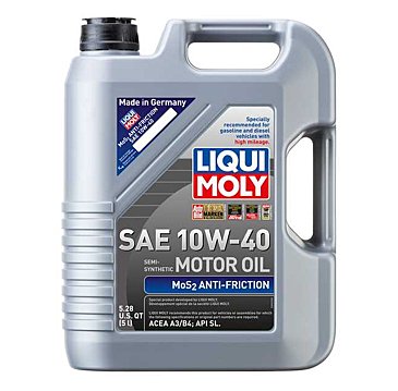 Liqui Moly Motor Oil Synthetic MoS2 Antifric­tion SAE 10W-40 Blend Gasoline and Diesel 5Lt/5.28Qt