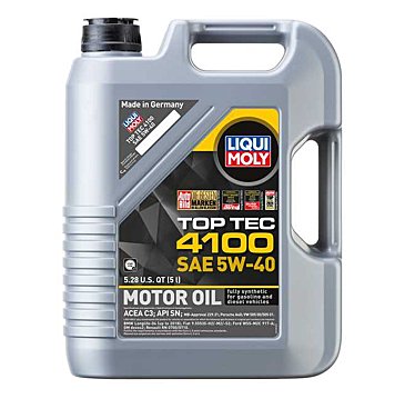 Liqui Moly Motor Oil Synthetic Gasoline and Diesel Top Tec 4100 SAE 5W-40 5Lt/5.28Qt