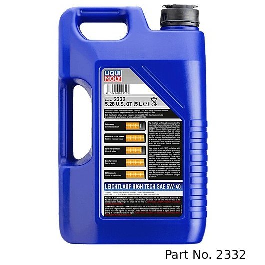 Liqui Moly Motor Oil Synthetic Gasoline and Diesel Leicht­lauf High Tech SAE 5W-40 5Lt/5.28Qt