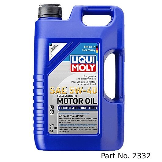Liqui Moly Motor Oil Synthetic Gasoline and Diesel Leicht­lauf High Tech SAE 5W-40 5Lt/5.28Qt