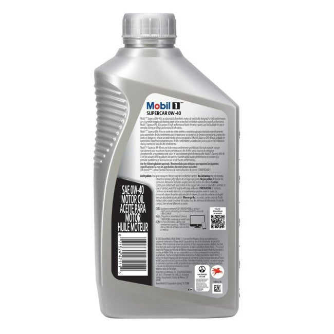 Mobil-1 Motor Oil Advanced Synthetic SAE 0W-40 1Qt
