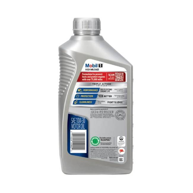 Mobil-1 Motor Oil Full Synthetic Advanced High Mileage SAE 10W-30 1Qt