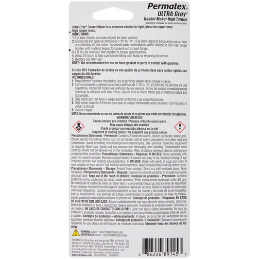 PERMATEX Gasket Maker Ultra Grey Silicone 3oz