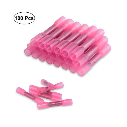Heat shrink Butt Connector Red 100 pcs (AWG 22–18)