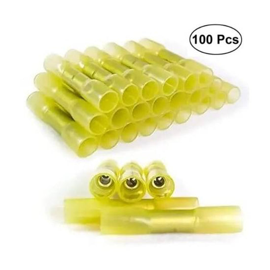 Heat shrink Butt Connector Yellow 100 pcs (AWG 12–10)