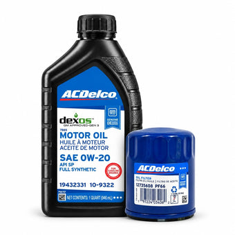 compare product Oil Change Kit 0W-20 Full Synthetic – ACDelco 5 QT + PF66 – GM 1.3L Turbo